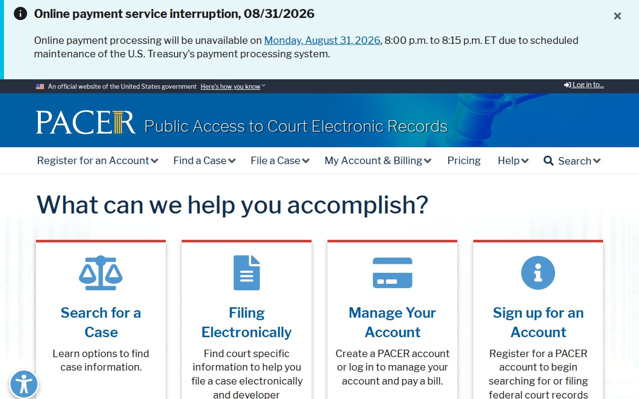 Humphreys County court records separate federal PACER entry point