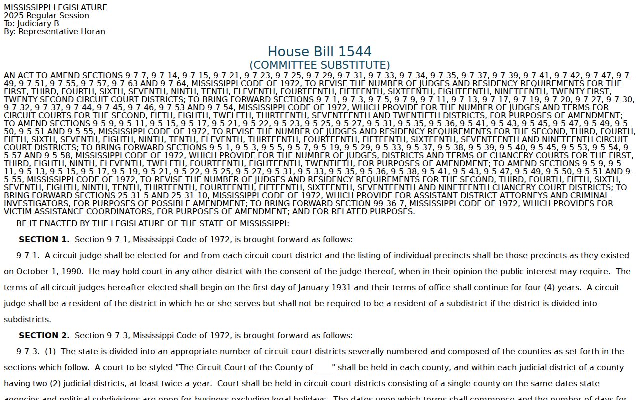 Humphreys County criminal docket Circuit renumbering legislative source