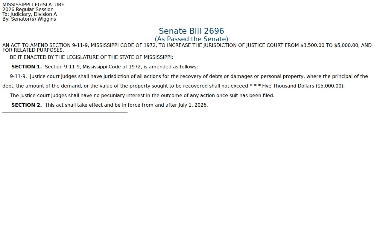 Humphreys County Isola court docket proposed Justice Court jurisdiction source